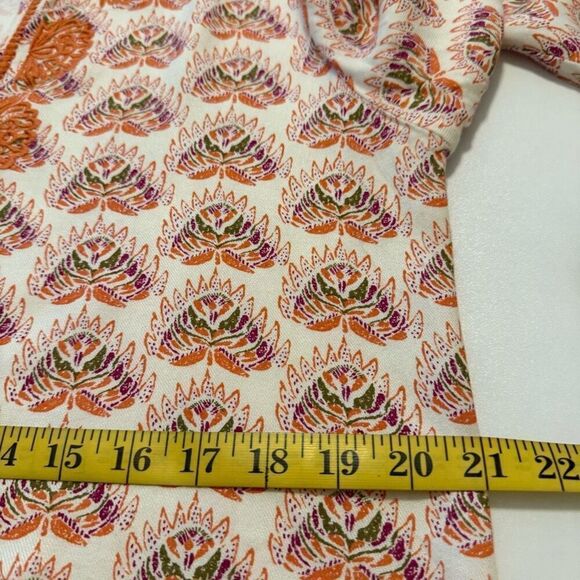 Rock Flower Paper Ivory and Deep Coral Embroidered Top Size L Bohemian - Picture 11 of 14